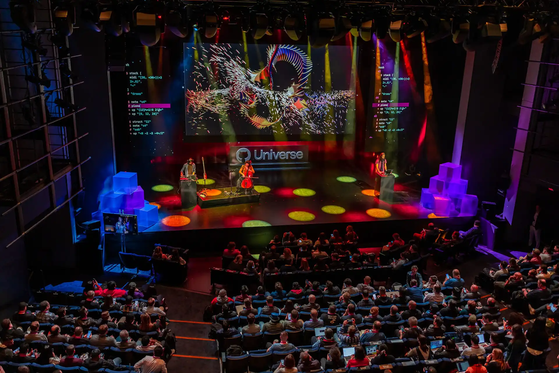 Corporate event homepage banner with crowd and lighting